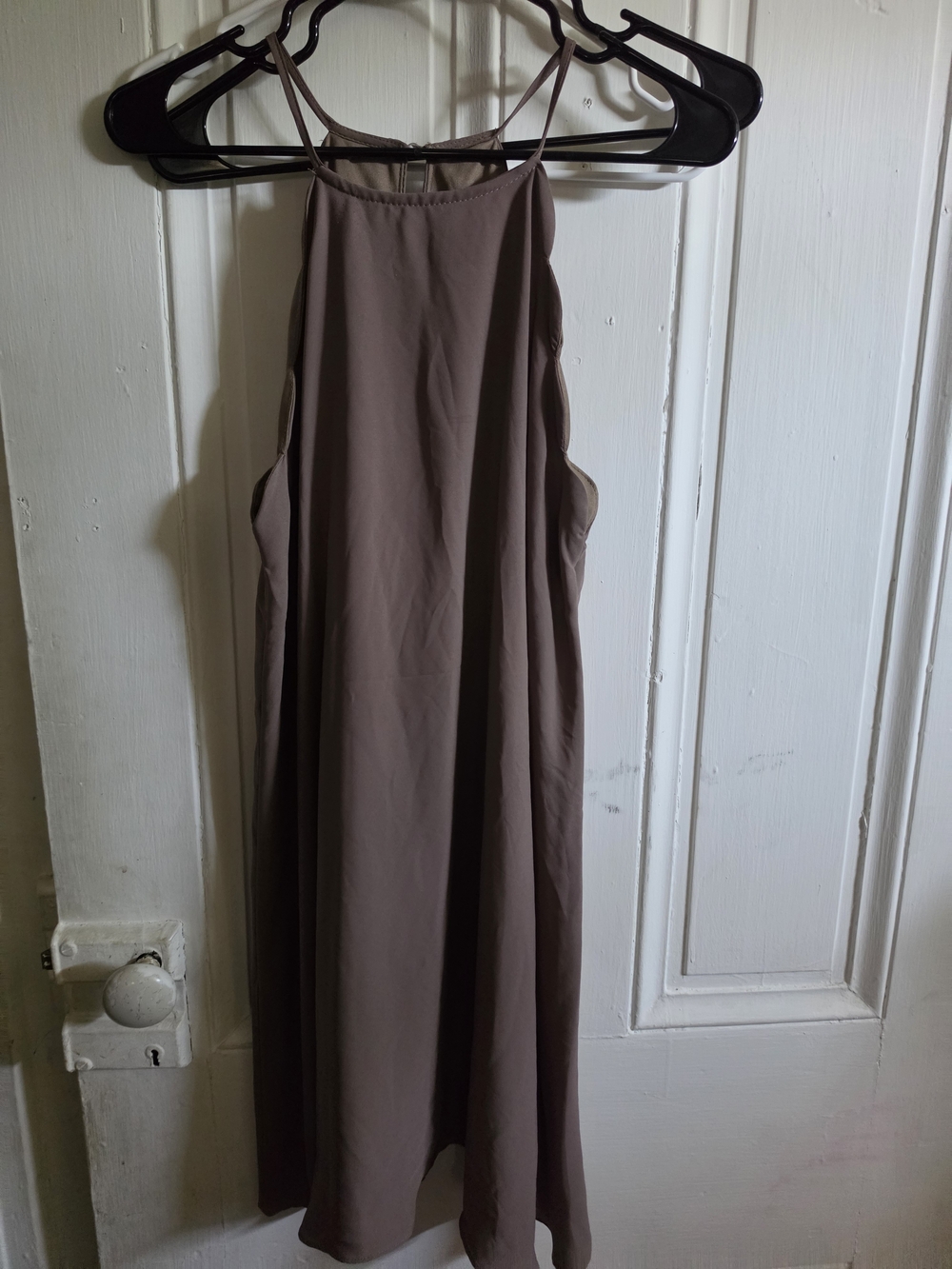 Women's High-Neck A-Line Mini Dress - Taupe